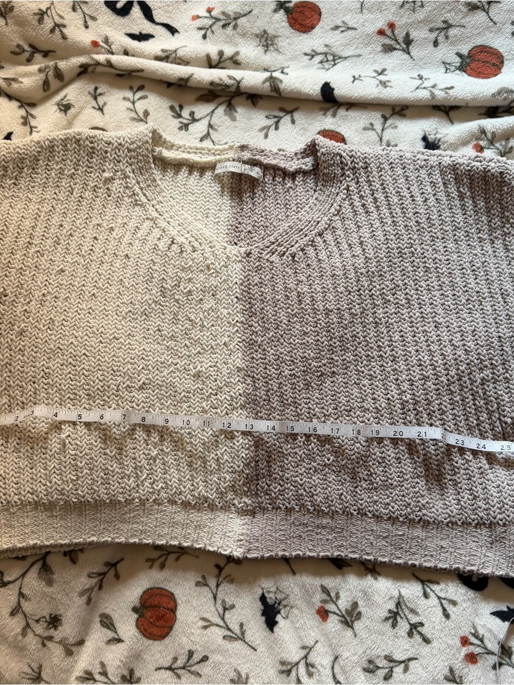Altar'd State Two-Tone Cream and Taupe Knit Sweater